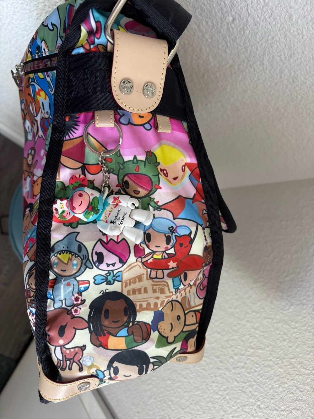 LeSportsac Multicolor Character Print Tote with Black Trim - Picture 7 of 8